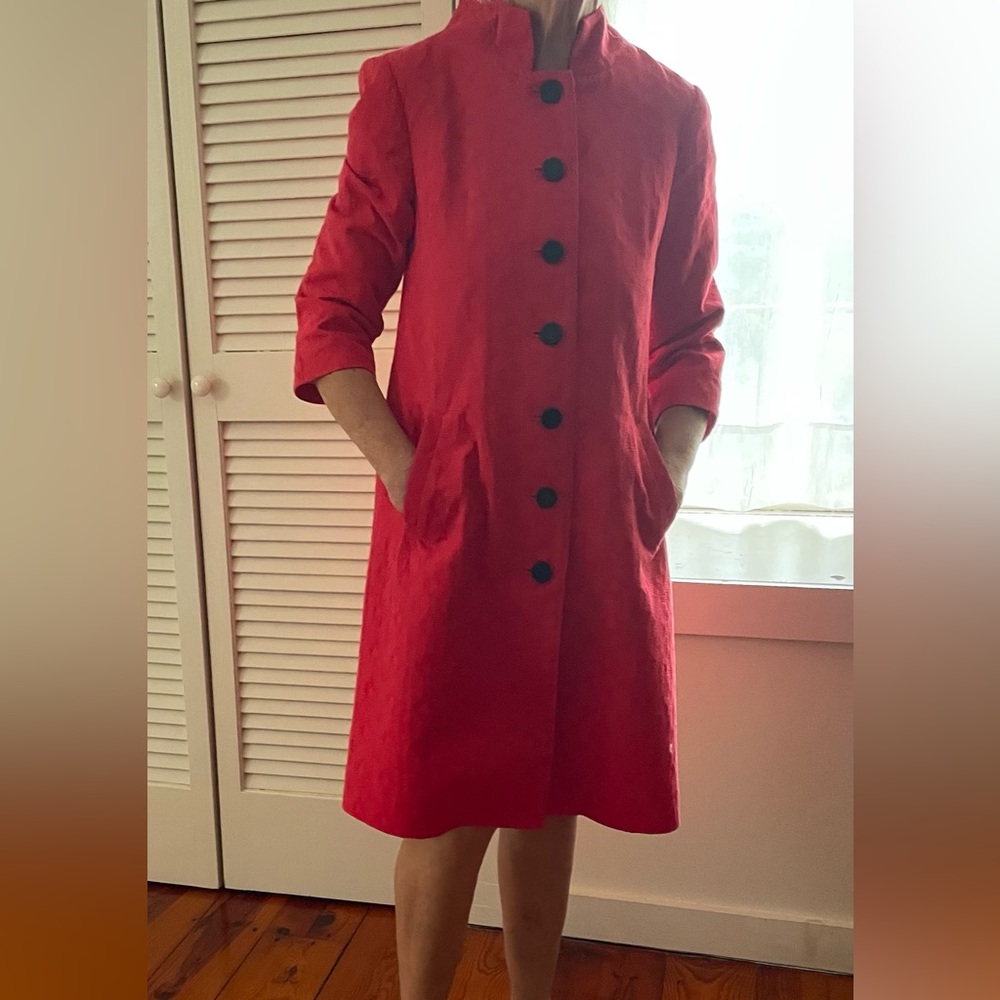Vintage Catherine Malandrino red dress coat.